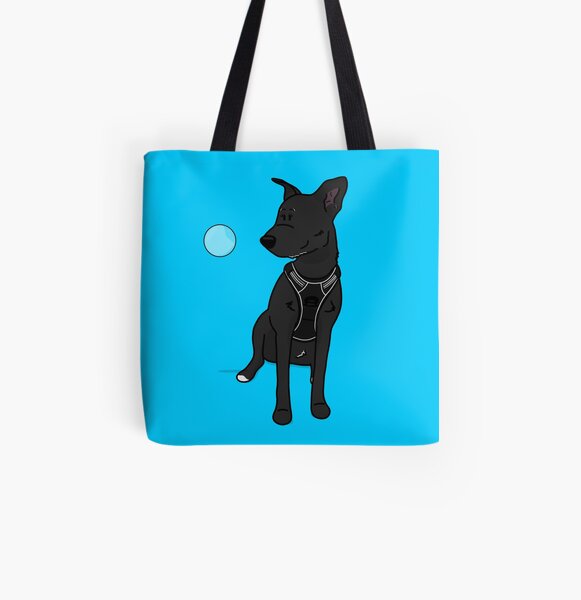 Black dog with soap bubble All Over Print Tote Bag