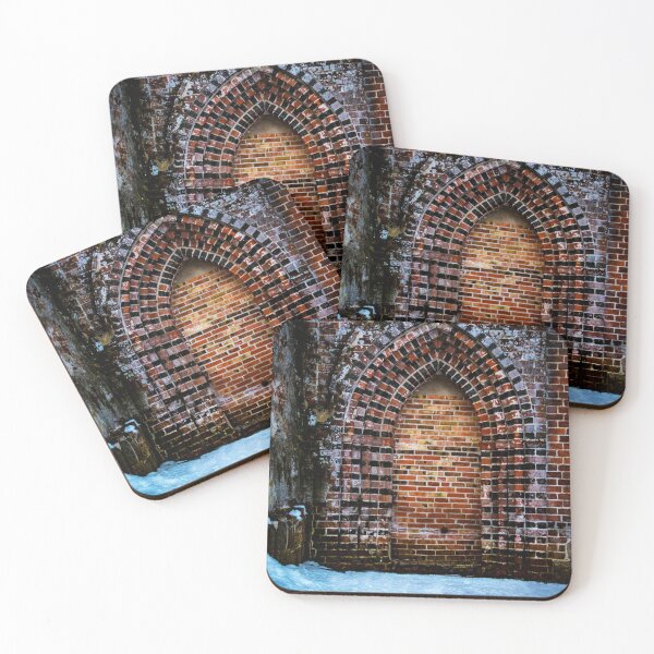 Item preview, Bricked up arched portal in a brick Gothic church in the snow designed and sold by Michael Brewer.