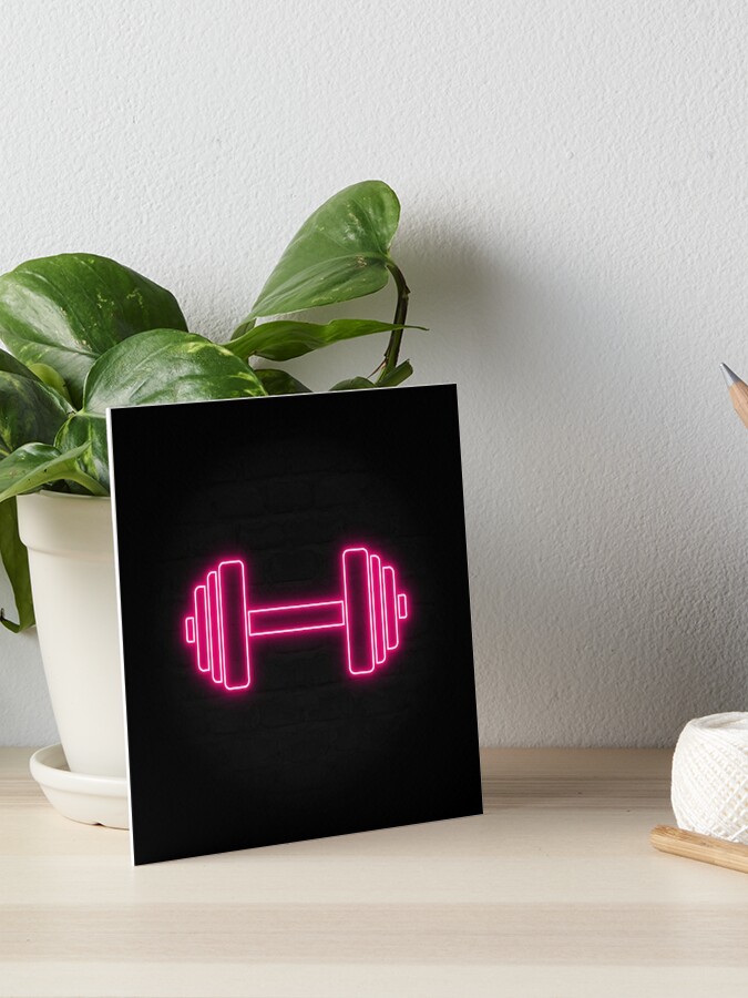 Pink Retro Neon Line Dumbbell Icon Art Board Print for Sale by dylanxh