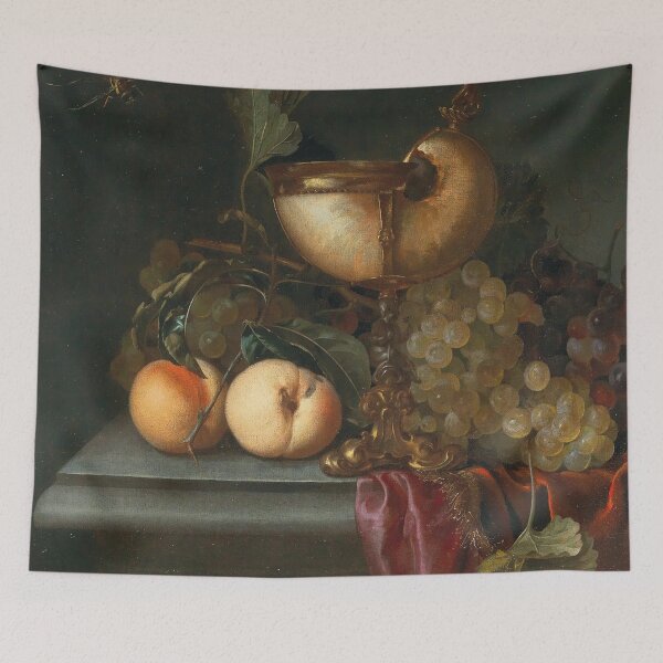 Item preview, Abraham de Lust (Dutch, c. 1650-after 1659) - Still life with a Nautilus cup, grapes and peaches designed and sold by VISIBLECREATION.