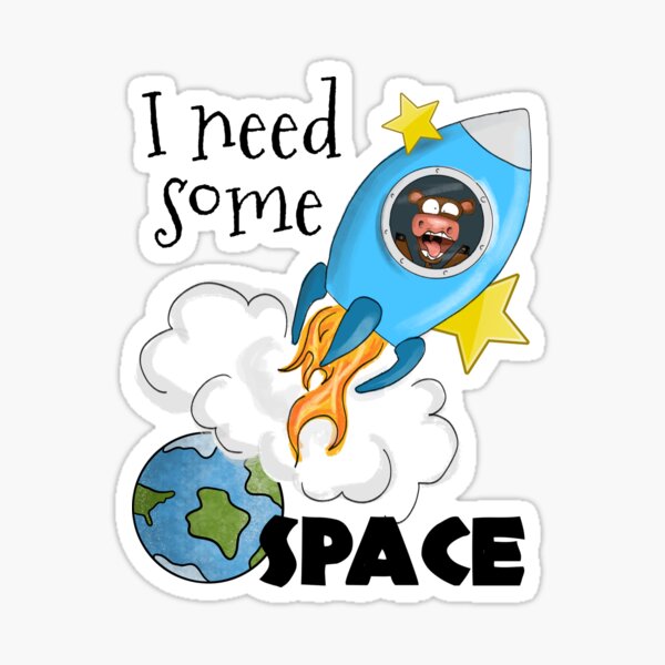 Item preview, I Need Some Space Funny Cow in Rocket Sticker designed and sold by Treasurekey.