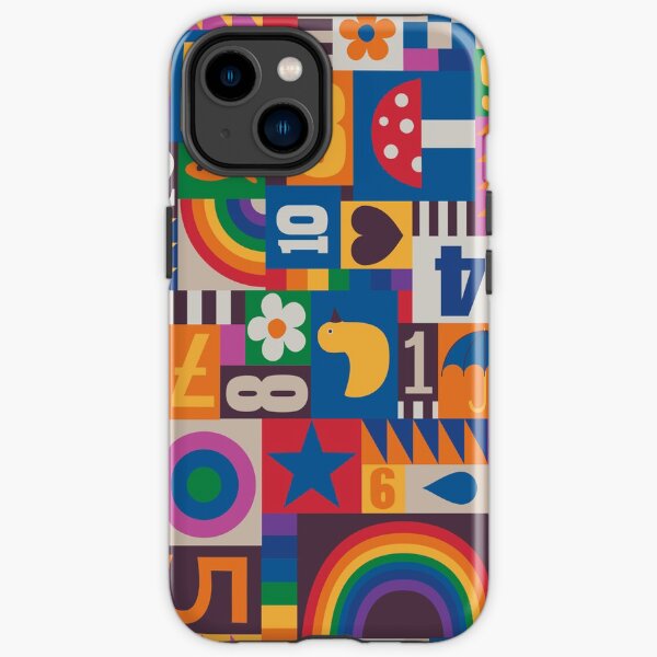 Pop Art Patchwork - Red and Rainbow - Fun Retro Pattern by Cecca Designs iPhone Tough Case