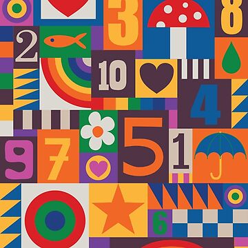 Artwork thumbnail, Pop Art Patchwork - Red and Rainbow - Fun Retro Pattern by Cecca Designs by Cecca-Designs