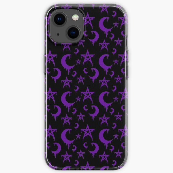 Pentagram crescent repeat purple iPhone Soft Case
