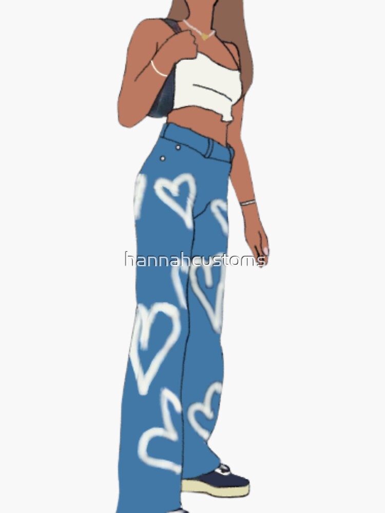"jeans with hearts fit [sticker] " Sticker for Sale by hannahcustoms