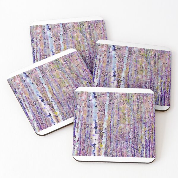 Item preview, Aspen tree trunks watercolor abstract with lavender colors designed and sold by Steve Tohari.
