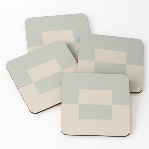 Item preview, Light Beige Green Gray Minimal Square Design 2 2021 Color of the Year Uptown Ecru and Eucalyptus designed and sold by ColorOfTheYears.