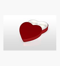 one red gift box in heart shape Photographic Print