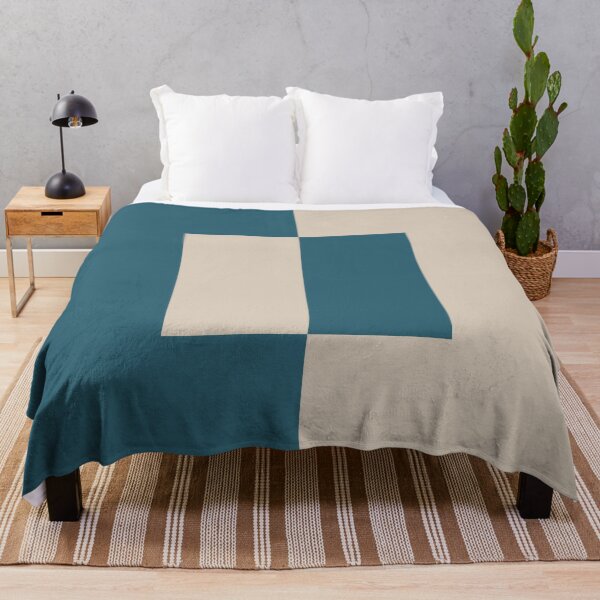 Item preview, Light Beige Aqua Blue Minimal Square Design 2021 Color of the Year Uptown Ecru and Deep Lagoon designed and sold by ColorOfTheYears.