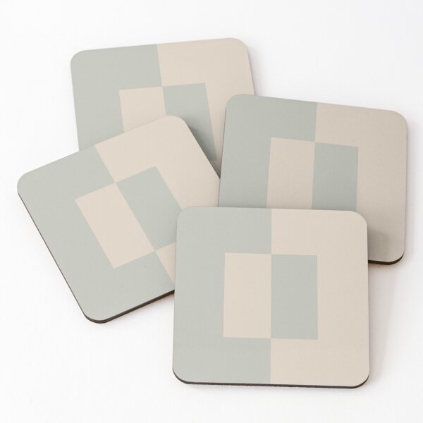 Item preview, Light Beige Green Gray Minimal Square Design 2021 Color of the Year Uptown Ecru and Eucalyptus designed and sold by ColorOfTheYears.