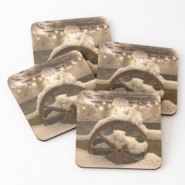 Item preview, Wagon wheel in the snow with fairy lights designed and sold by Michael Brewer.
