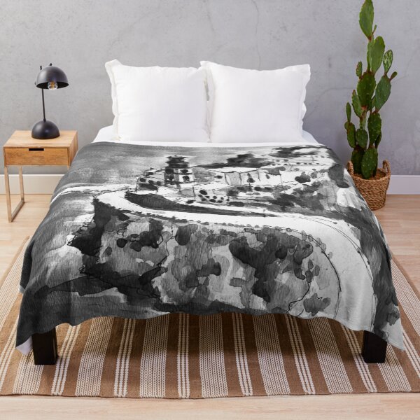Item preview, Amalfi Coast Italy Black and White Watercolor Painting designed and sold by TheJoeyStudio.