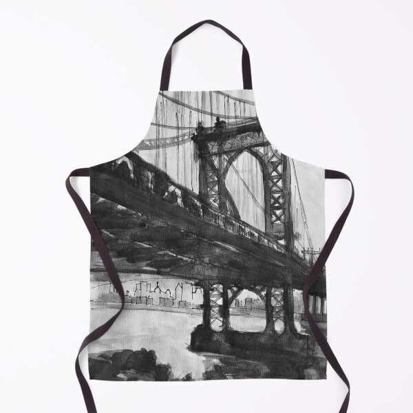 Item preview, Manhattan Bridge Brooklyn New York Black and White Watercolor Painting designed and sold by TheJoeyStudio.
