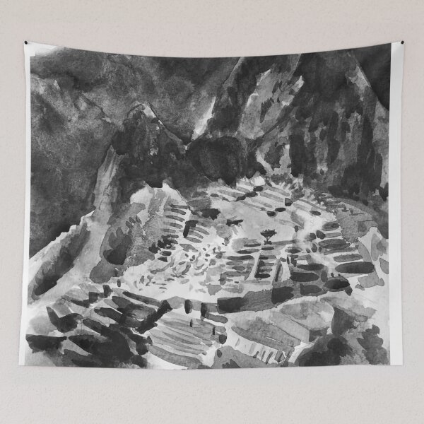 Item preview, Machu Picchu Peru Black and White Watercolor Painting designed and sold by TheJoeyStudio.