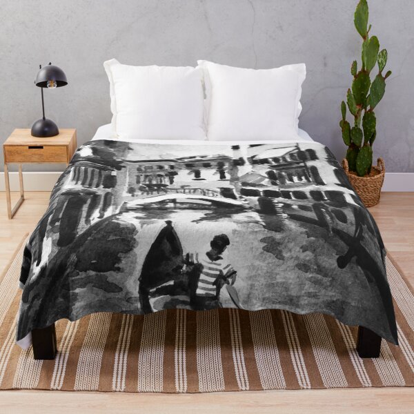 Item preview, Venice Gondola Black and White Watercolor Painting designed and sold by TheJoeyStudio.