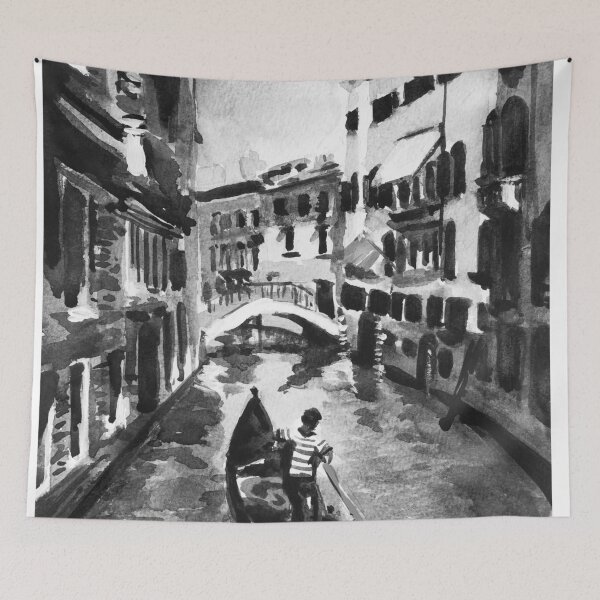 Item preview, Venice Gondola Black and White Watercolor Painting designed and sold by TheJoeyStudio.