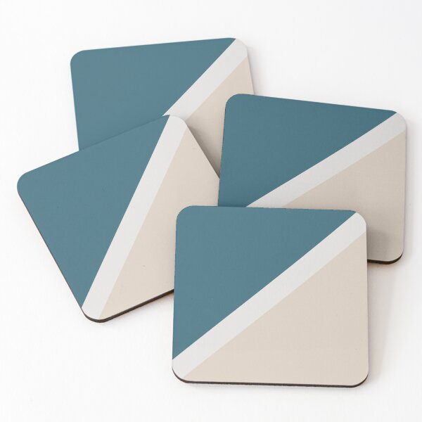 Item preview, Light Beige Aqua Blue Minimal Stripe Design 2021 Color of the Year Uptown Ecru & Accent Shades designed and sold by ColorOfTheYears.