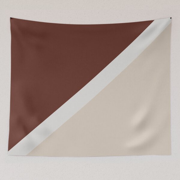 Item preview, Beige White Reddish Brown Minimal Stripe Design 2021 Color of the Year Uptown Ecru & Terra Rosa designed and sold by ColorOfTheYears.