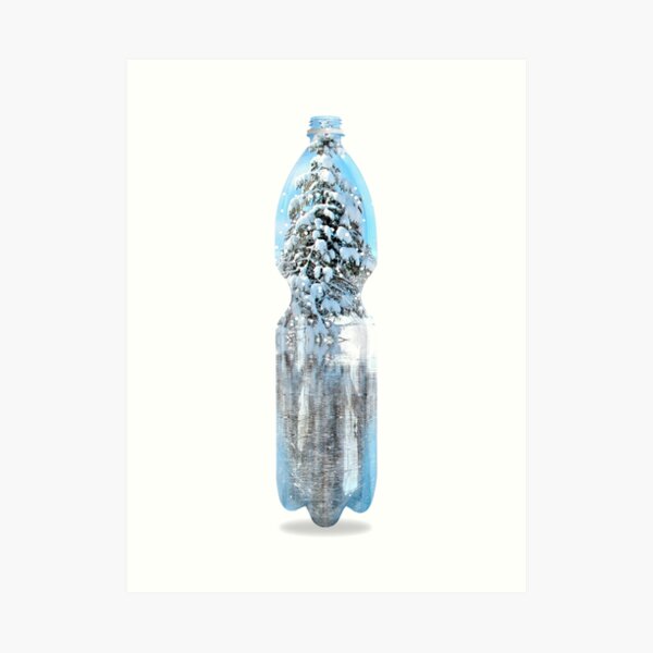 Schnee-Flasche Hermetic Lockdown in a PET-bottle by Leo Haz Kunstdruck