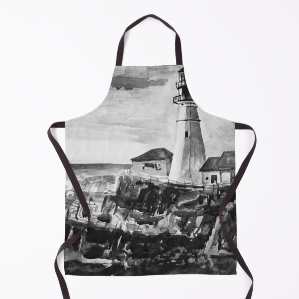 Item preview, Portland Head Light Lighthouse Maine Black and White Watercolor Painting designed and sold by TheJoeyStudio.