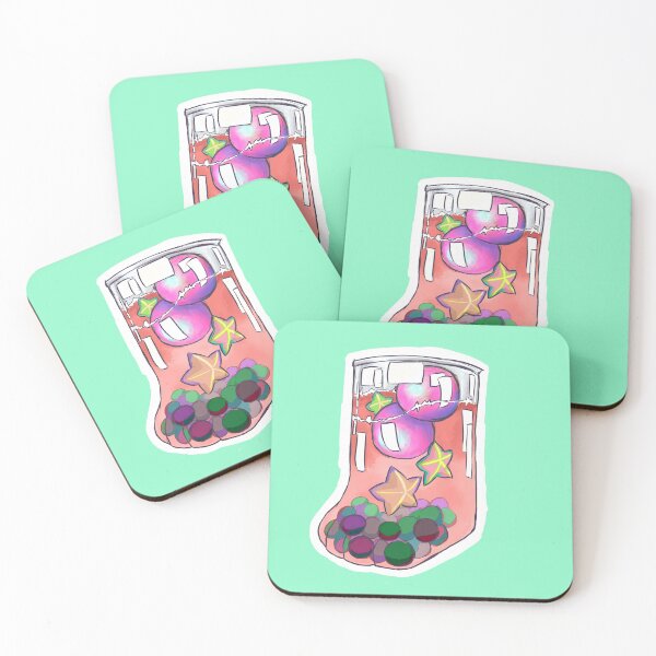 Item preview, Cat Paw Drink - Strawberry Milk with Boba, Star Candies and Pink Ice designed and sold by jellypackedart.
