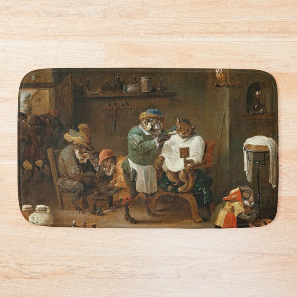 Artikelvorschau, Abraham Teniers, 1660 – Eine Katze in einem von Affen geführten Friseurladen entworfen und verkauft von VISIBLECREATION.