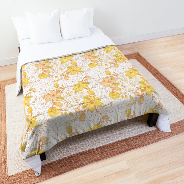 Yellow Floral Design Couvre-lit