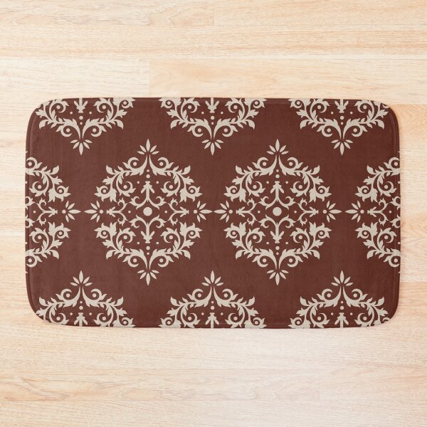 Item preview, Light Beige Reddish Brown Damask Scroll Pattern 2021 Color of the Year Uptown Ecru & Terra Rosa designed and sold by ColorOfTheYears.
