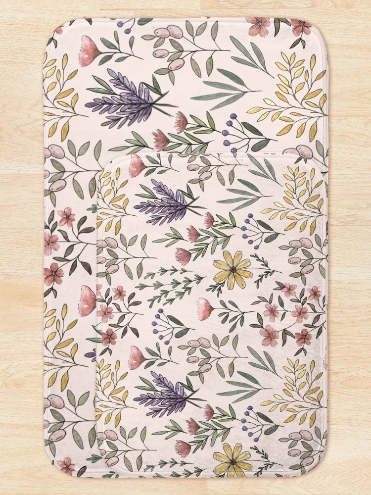 Thumbnail 5 of 6, Bath Mat, Spring Botanical Pattern designed and sold by Lauren Ullrich.