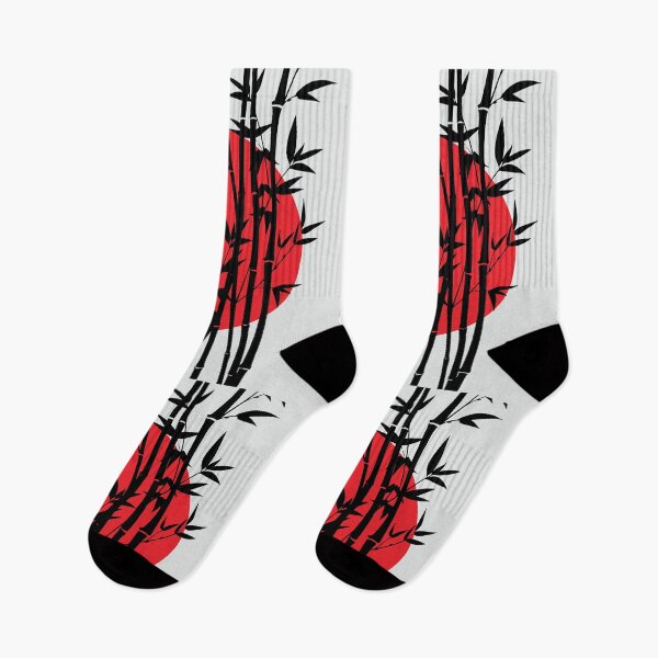 Item preview, Black silhouette bamboo plants on big red sun designed and sold by mashmosh.