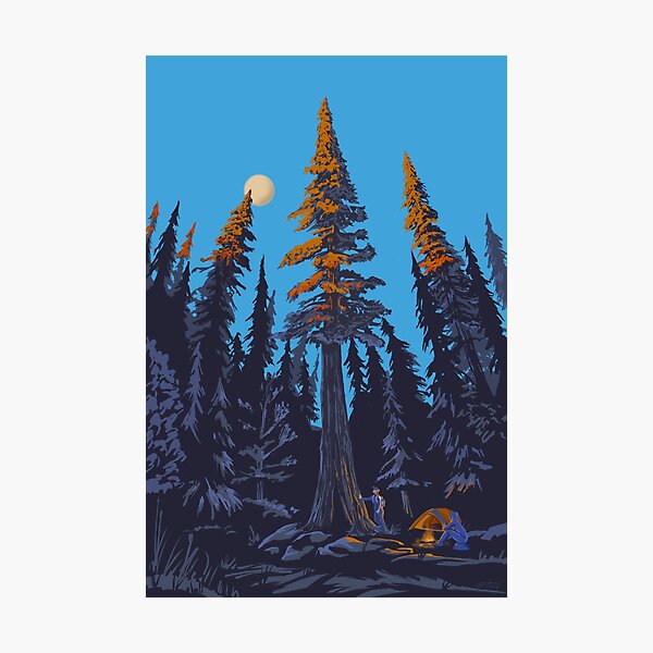 Item preview, Giant Cedar Sunset Camping Poster Art designed and sold by SFDesignstudio.
