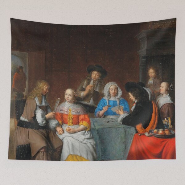Item preview, Abraham van Dijck (ca. 1635 - 1680) - An interior with an elegant company playing cards designed and sold by VISIBLECREATION.