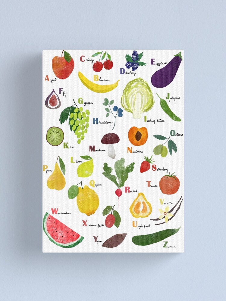 Alternate view of English alphabet with fruit and vegetables Canvas Print