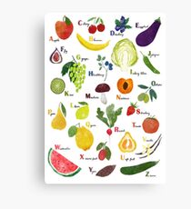 English alphabet with fruit and vegetables Canvas Print