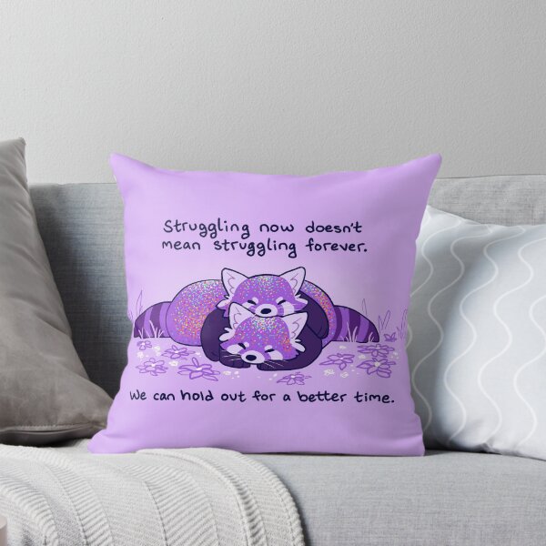 Item preview, "Struggling now doesn't mean struggling forever" Cuddling Purple Red Pandas designed and sold by thelatestkate.
