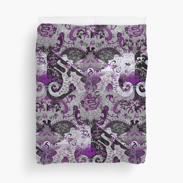 Demisexual Dragon Damask -- Demisexual Pride Flag Colors Duvet Cover