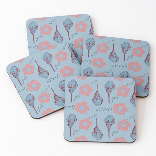 Item preview, Calla Lily Flower Pattern - Blue and Neon designed and sold by StinaWatsDesign.