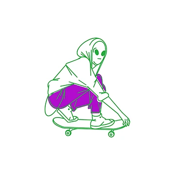 Artwork thumbnail, Skating Alien by RedsStickerShop