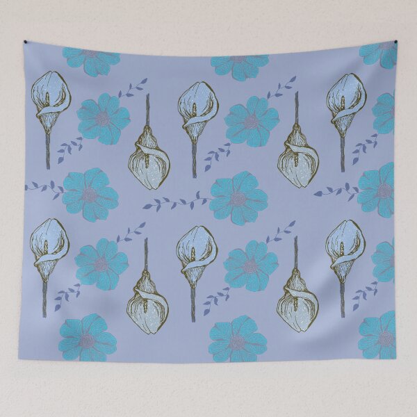 Item preview, Calla Lily Flower Pattern - Blue Tones designed and sold by StinaWatsDesign.