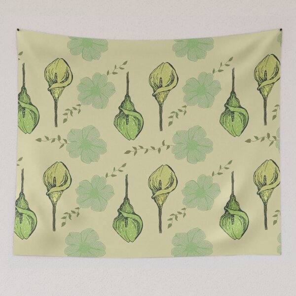 Item preview, Calla Lily Flower Pattern - greens and yellows designed and sold by StinaWatsDesign.