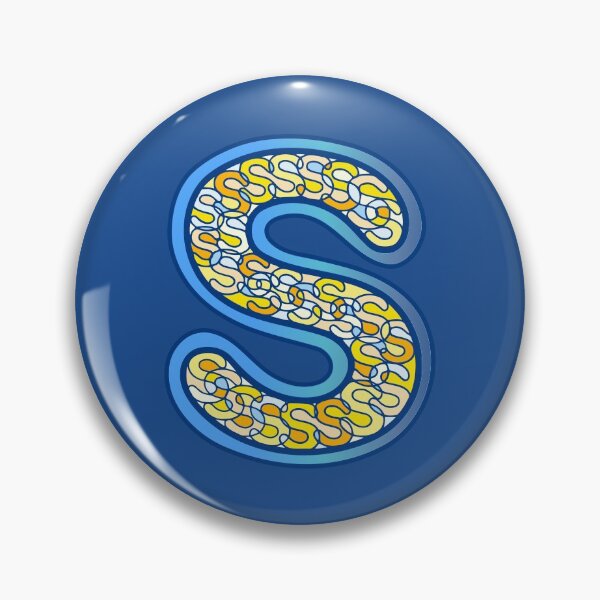 Item preview, Letter S (yellow and orange, blue border) designed and sold by artfulnotebook.