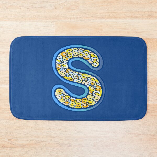 Item preview, Letter S (yellow and orange, blue border) designed and sold by artfulnotebook.