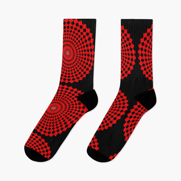 Item preview, Sunflower Spiral Clockwise/Anti-clockwise Red/Black Checkered designed and sold by FabriKaela.