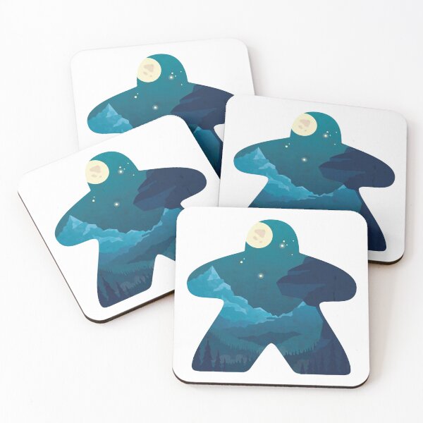 Item preview, Moon and Mountain Scape Meeple Board Game Adventure Scene designed and sold by BeamGeeks.