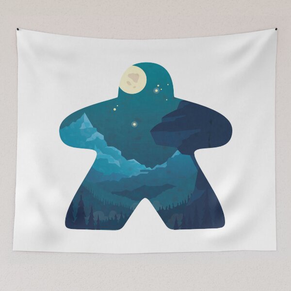 Item preview, Moon and Mountain Scape Meeple Board Game Adventure Scene designed and sold by BeamGeeks.