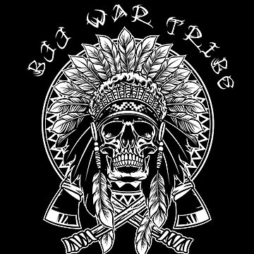 Artwork thumbnail, American Indian Skull Jiu Jitsu War Tribe BJJ Fanatics by Schka