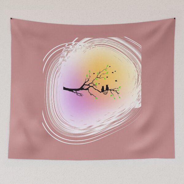 Item preview, 2 cats in love on a branch ! designed and sold by Byoudesigns.