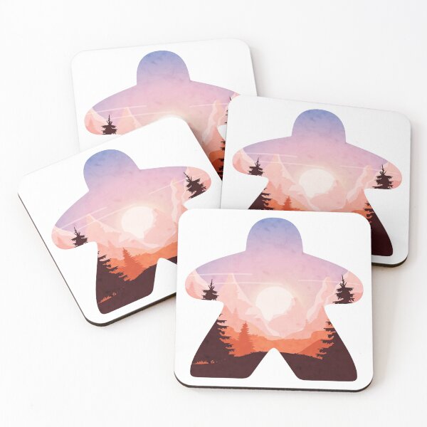 Item preview, Mountain and Tree Sunset Adventure Meeple Board Game Scene designed and sold by BeamGeeks.