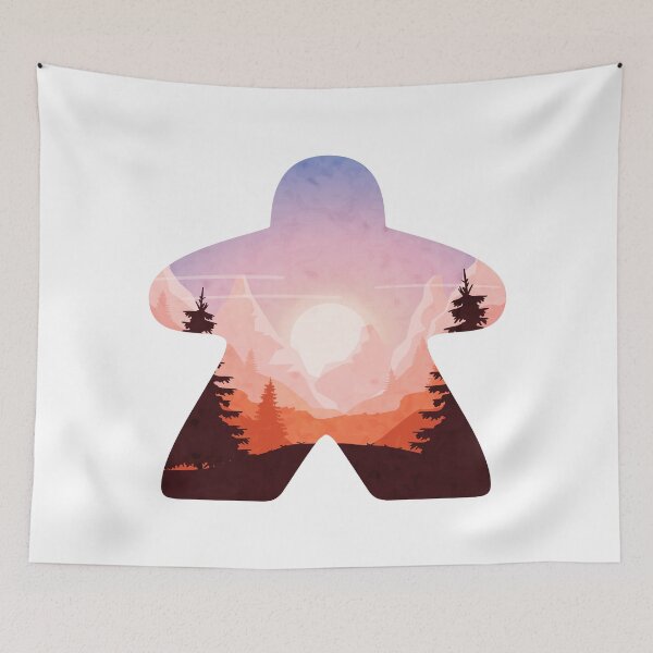 Item preview, Mountain and Tree Sunset Adventure Meeple Board Game Scene designed and sold by BeamGeeks.