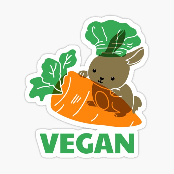 "Cute Vegan Bunny" Sticker for Sale by TiltedBearDsign Redbubble